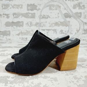 New Bp. Callum Black Faux Suede Block Heel Open Toe Slide Sandals W470